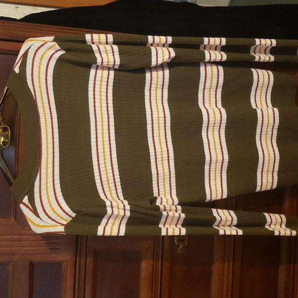 Army green & white stripe sweater - Picture 3 of 3